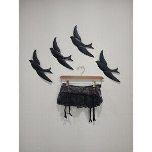 Victoria's Secret Sexy Little Things Black Pink Garter Belt With Lace Skirt - M